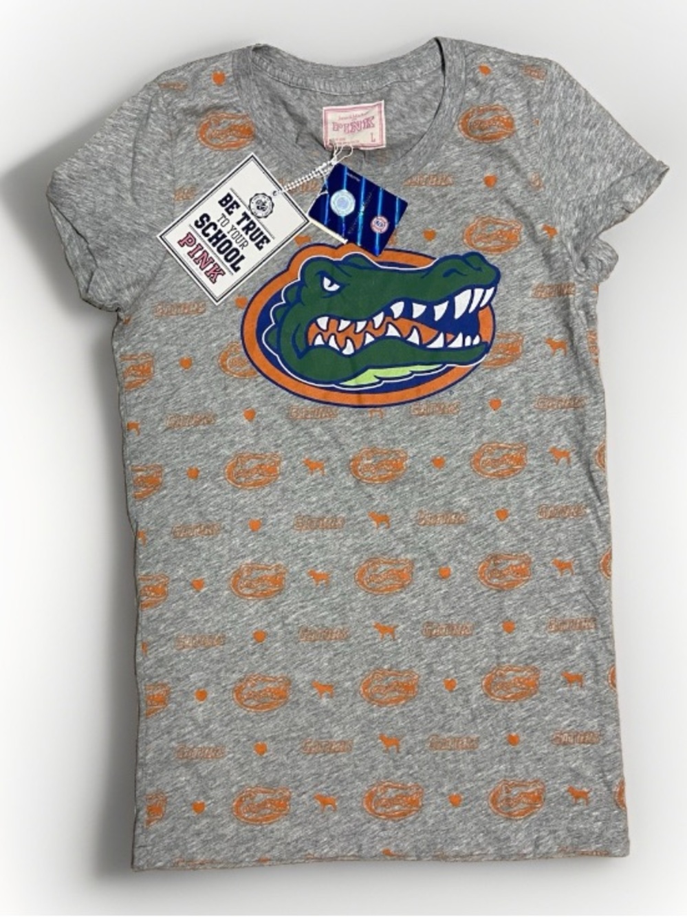 NWT Victoria's Secret PINK University Of Florida UF Gators All Over Print Tee L